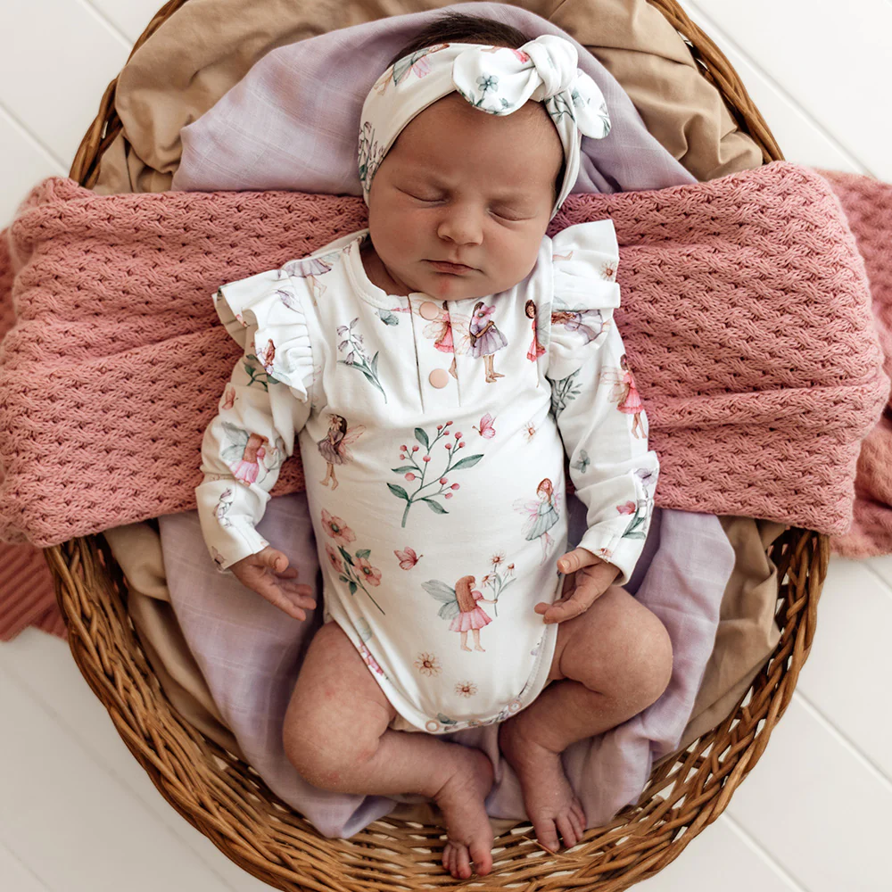 Fairy Garden Long Sleeve Organic Bodysuit with Frill - Image 3