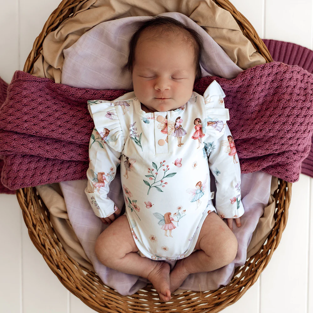 Fairy Garden Long Sleeve Organic Bodysuit with Frill - Image 9