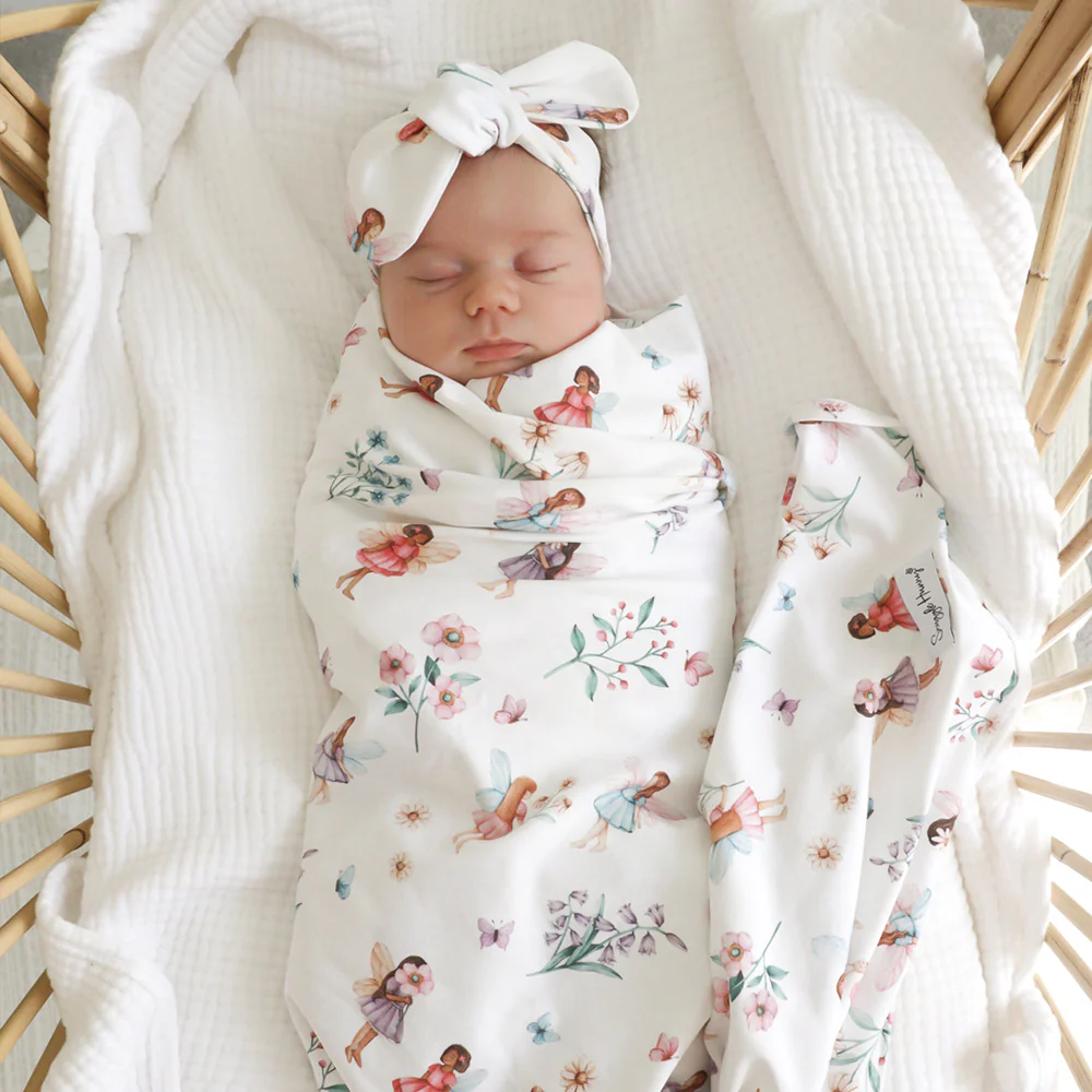 Fairy Garden Organic Jersey Wrap & Topknot Set - Image 3