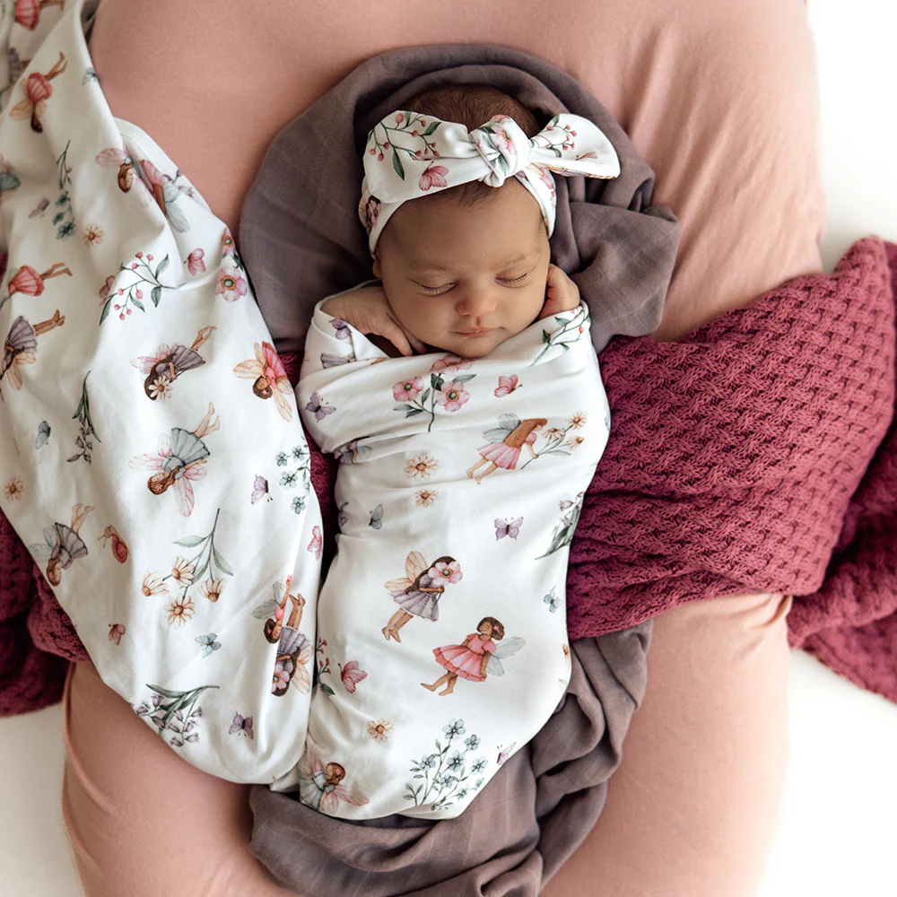 Fairy Garden Organic Jersey Wrap & Topknot Set - Image 4