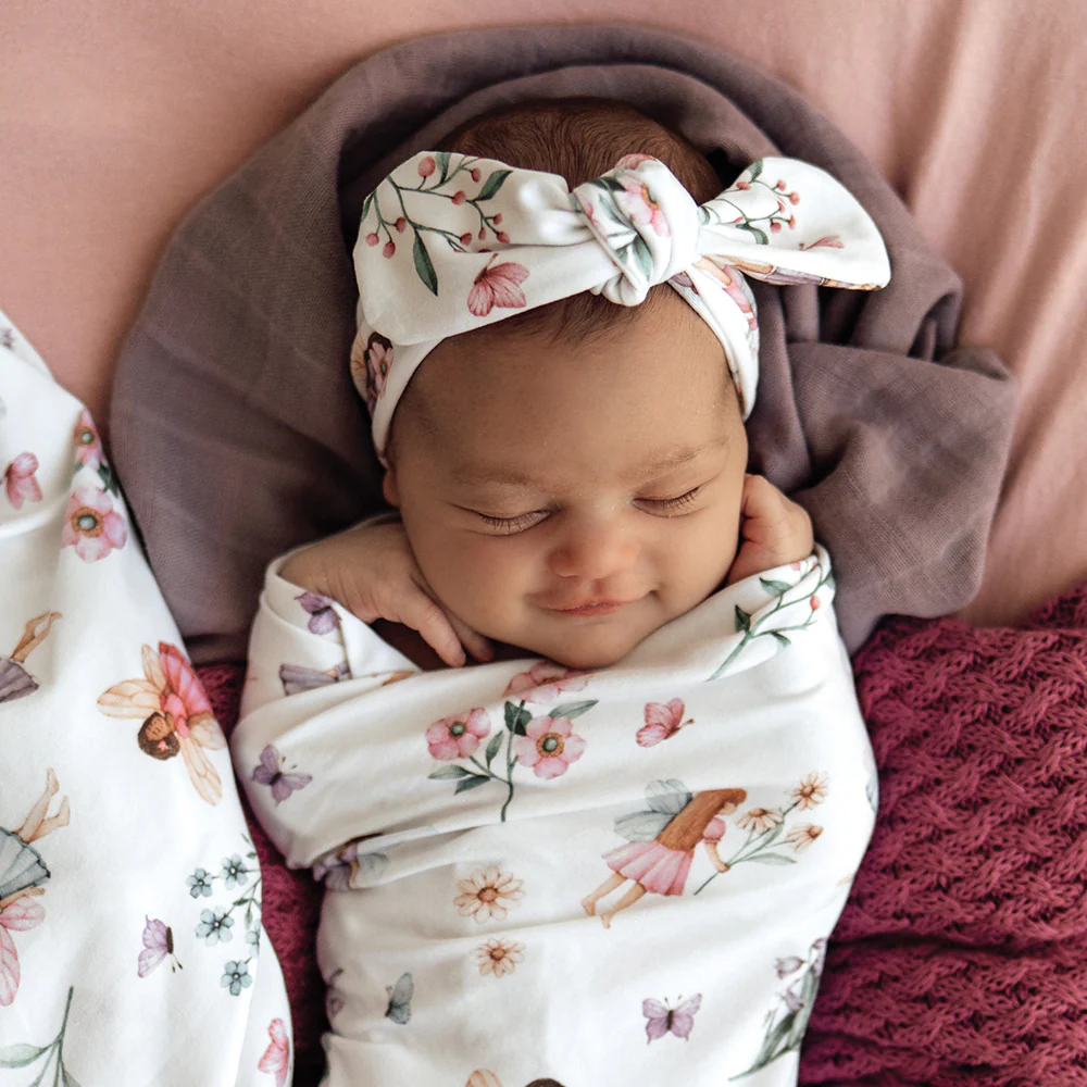 Fairy Garden Organic Jersey Wrap & Topknot Set - Image 5
