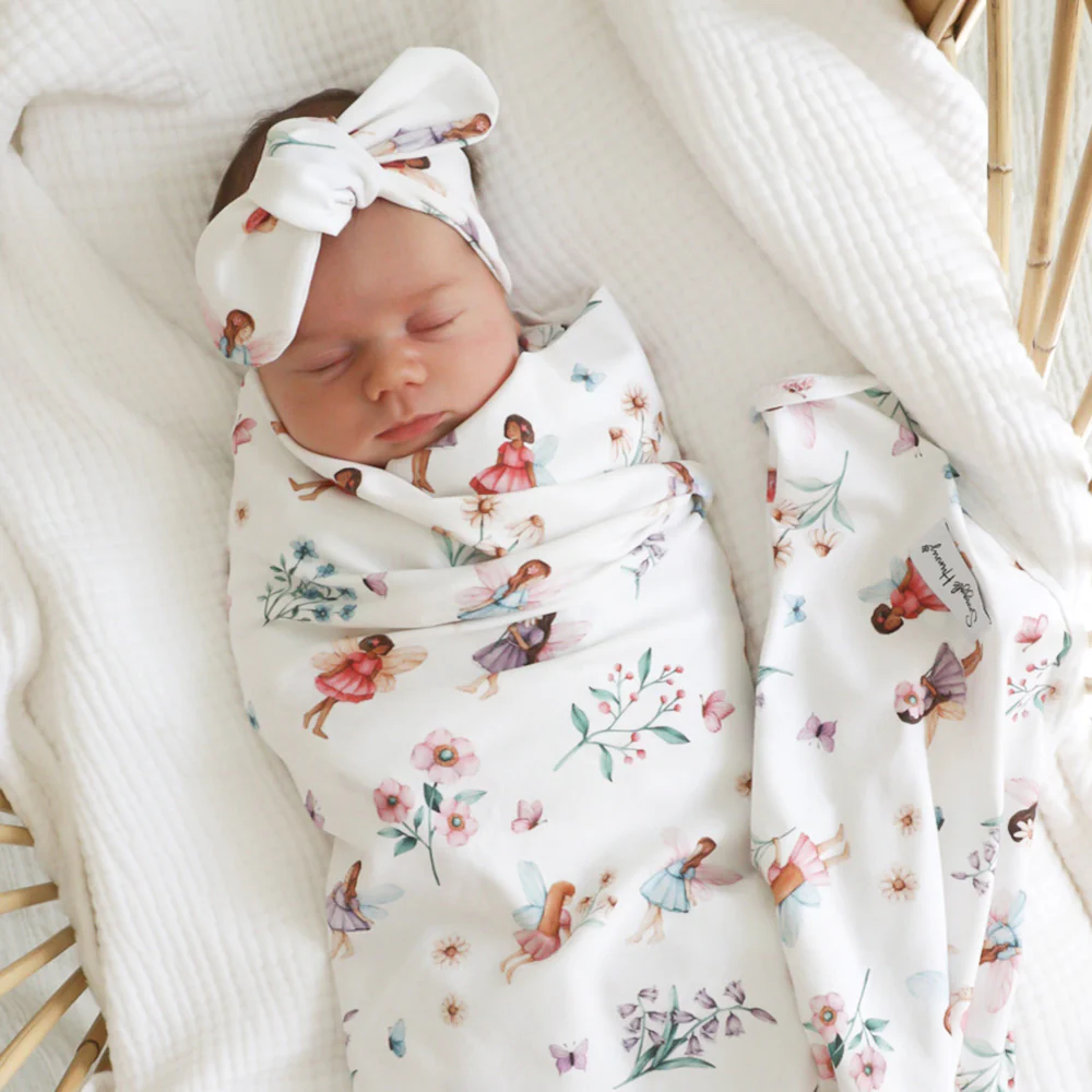 Fairy Garden Organic Jersey Wrap & Topknot Set - Image 6