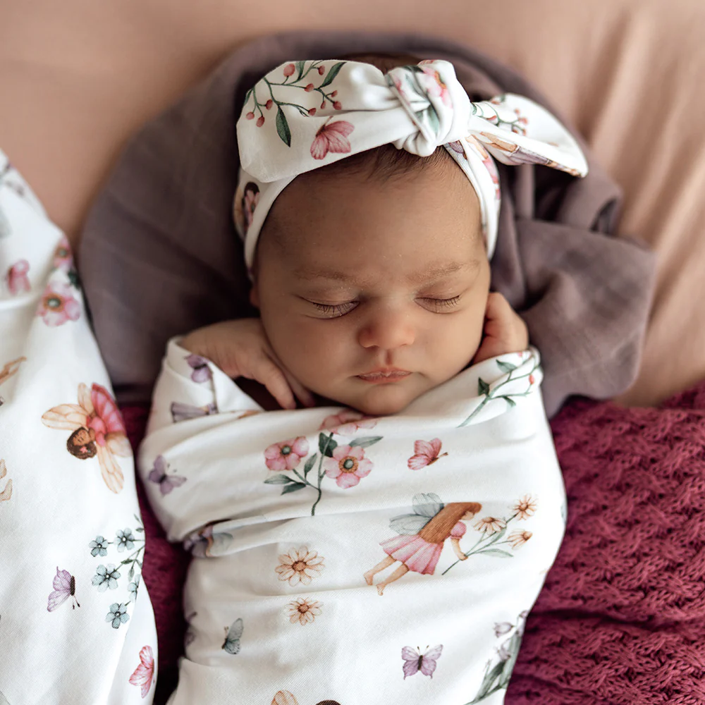 Fairy Garden Organic Jersey Wrap & Topknot Set - Image 9