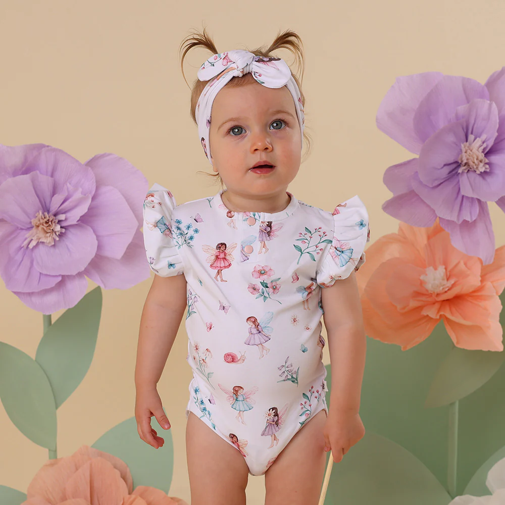 Fairy Garden Short Sleeve Organic Bodysuit with Frill - Image 3