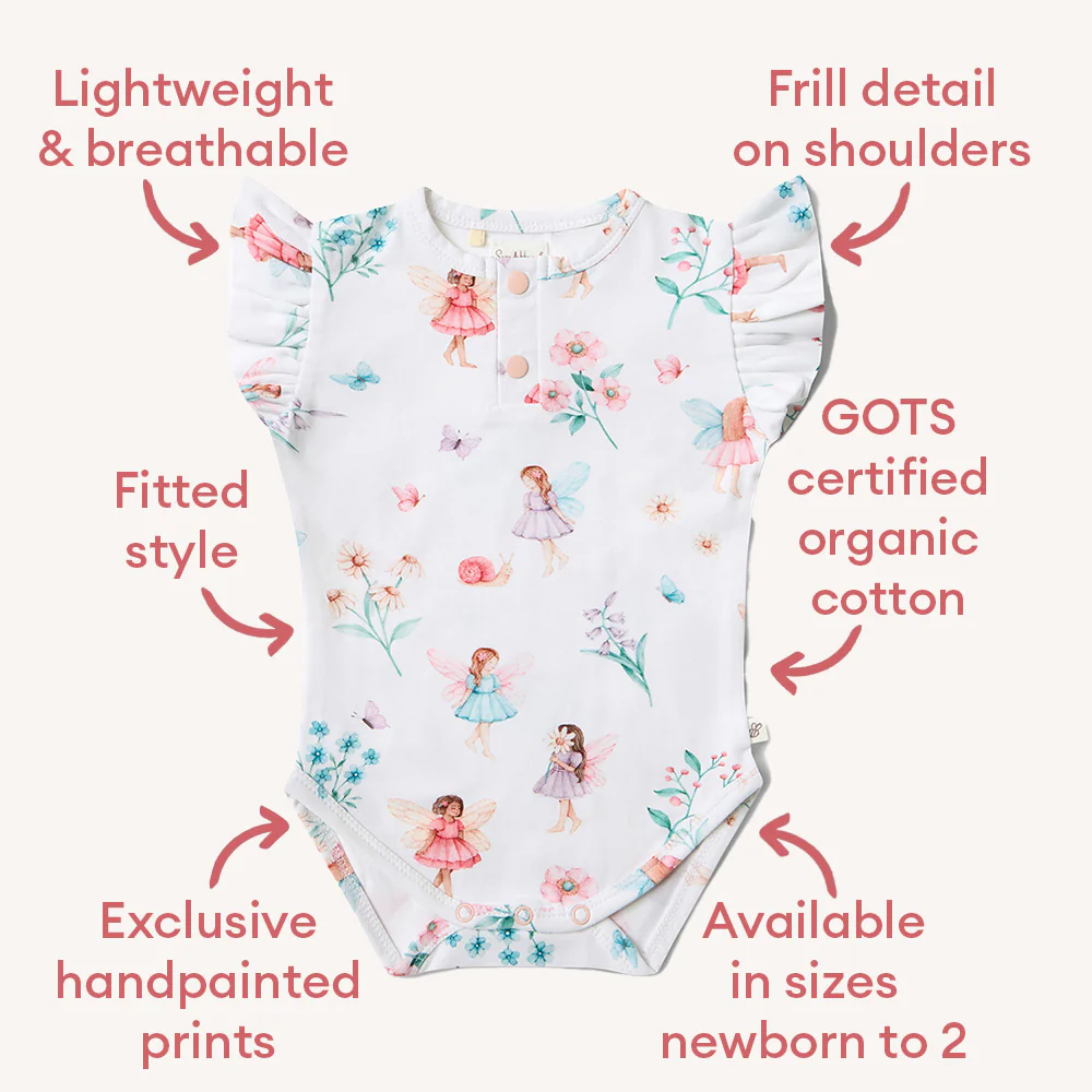 Fairy Garden Short Sleeve Organic Bodysuit with Frill - Image 5