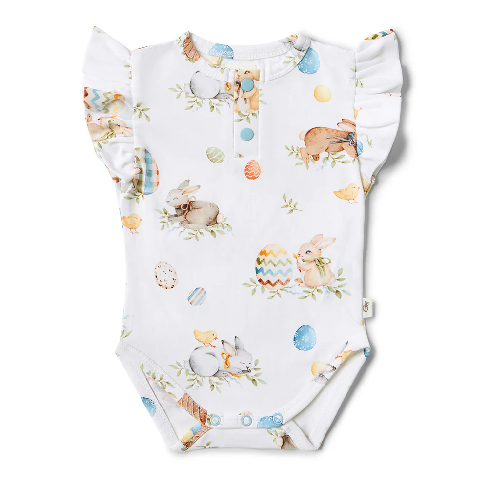 Flopsy Bunnies Short Sleeve Organic Bodysuit with Frill - Image 2