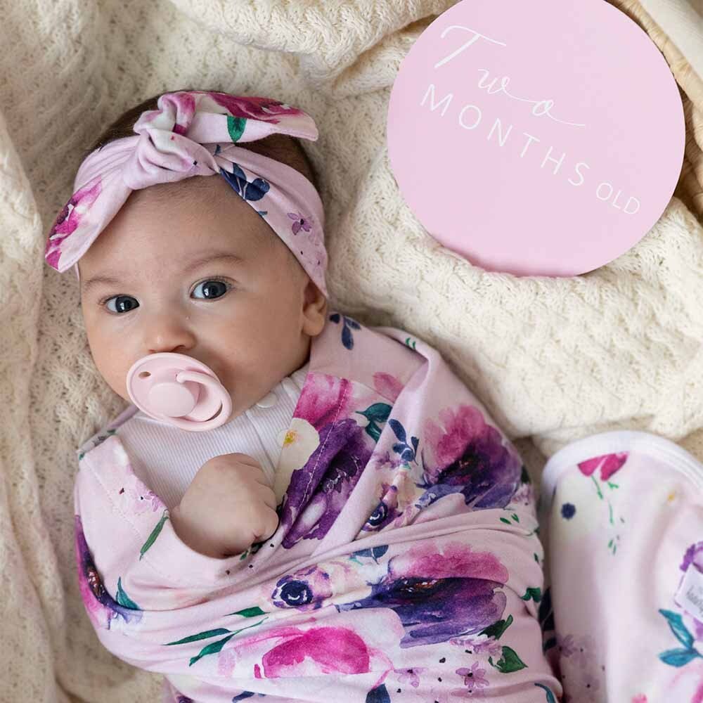 Floral Kiss Organic Jersey Wrap & Topknot Set - Image 7