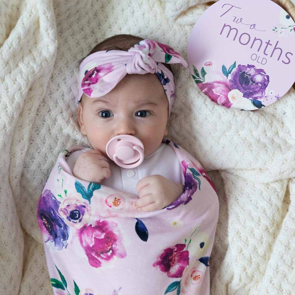 Floral Kiss Organic Jersey Wrap & Topknot Set - Image 8