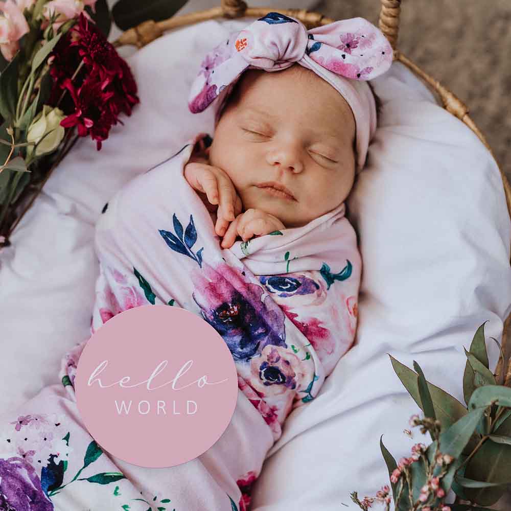 Floral Kiss Jersey Wrap Birth Announcement Set - Image 3