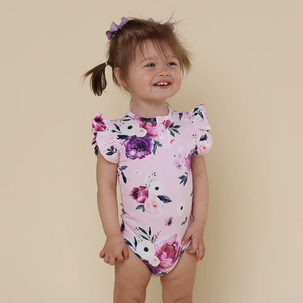 Floral Kiss Short Sleeve Organic Bodysuit with Frill - Image 5