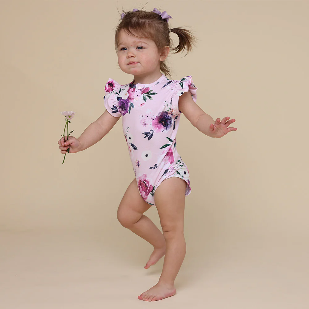 Floral Kiss Short Sleeve Organic Bodysuit with Frill - Image 6