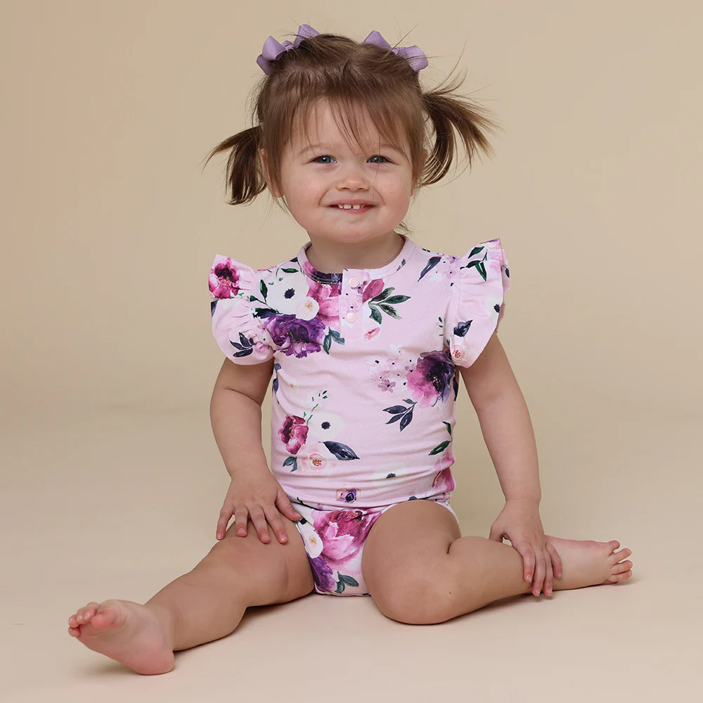 Floral Kiss Short Sleeve Organic Bodysuit with Frill - Image 7