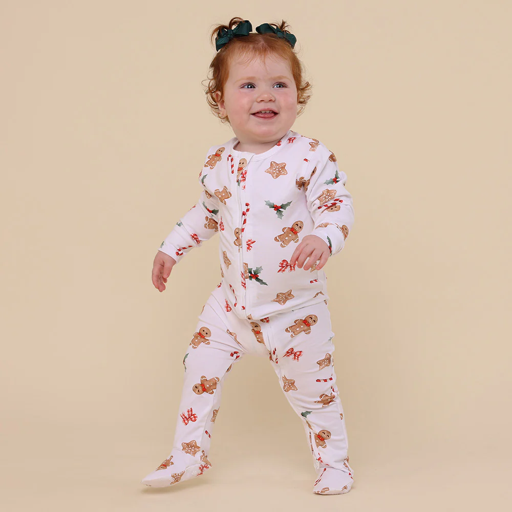 Gingerbread Organic Snuggle Sleepsuit Zip Footie - Image 3
