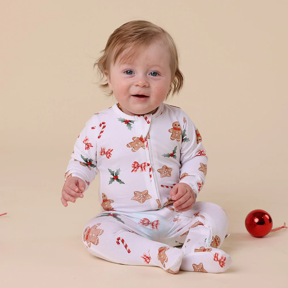 Gingerbread Organic Snuggle Sleepsuit Zip Footie - Image 4