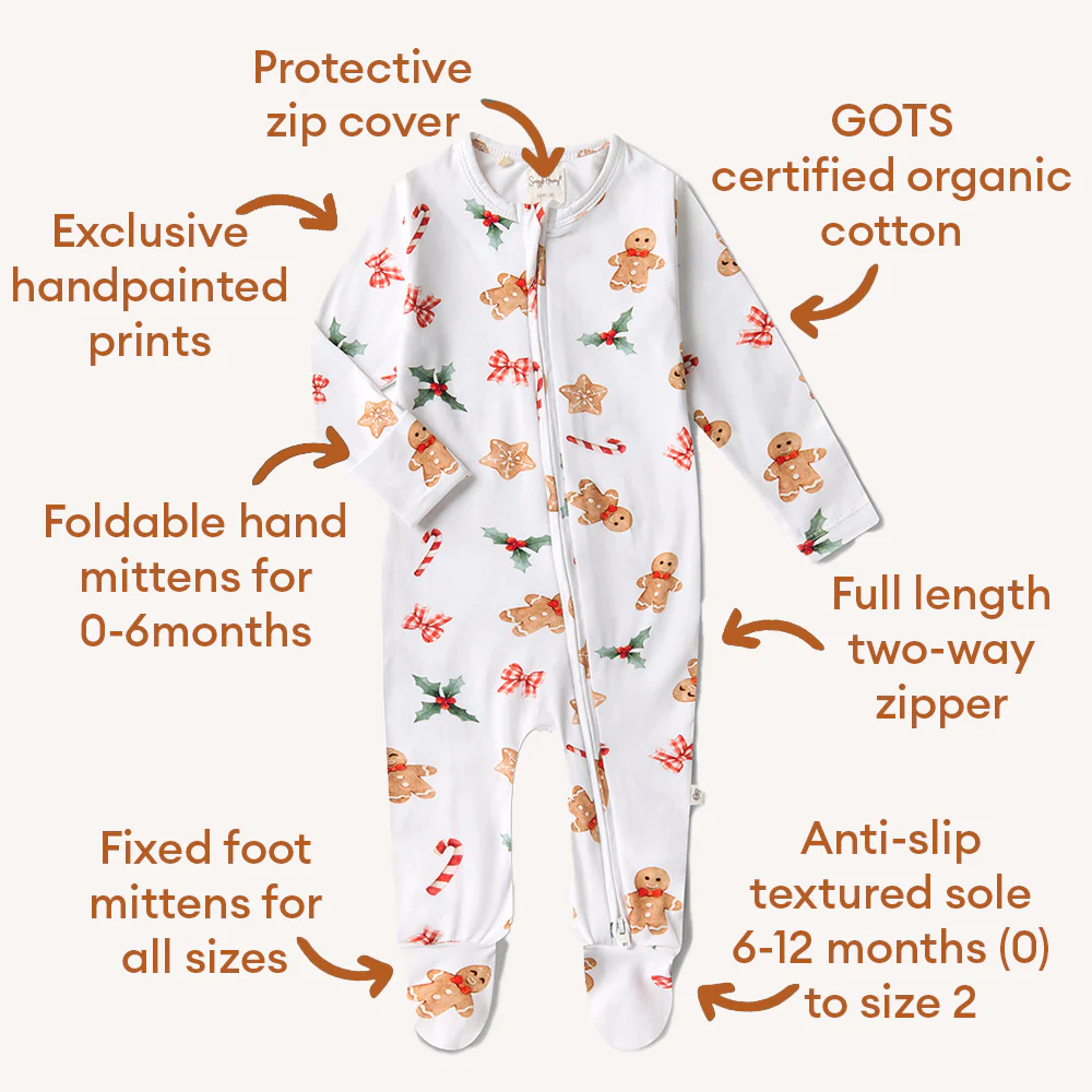 Gingerbread Organic Snuggle Sleepsuit Zip Footie - Image 5