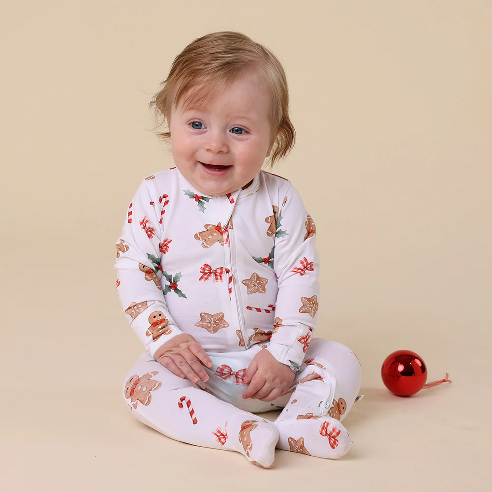 Gingerbread Organic Snuggle Sleepsuit Zip Footie - Image 6