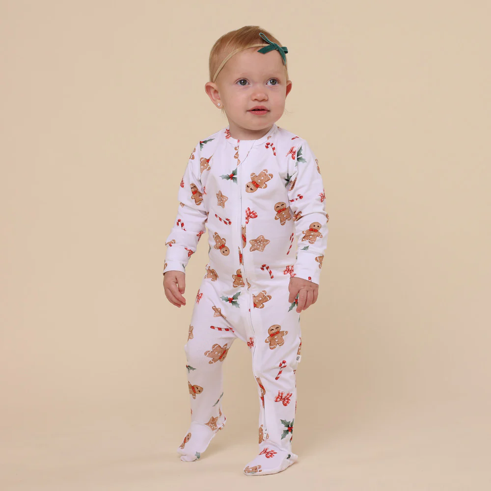 Gingerbread Organic Snuggle Sleepsuit Zip Footie - Image 7