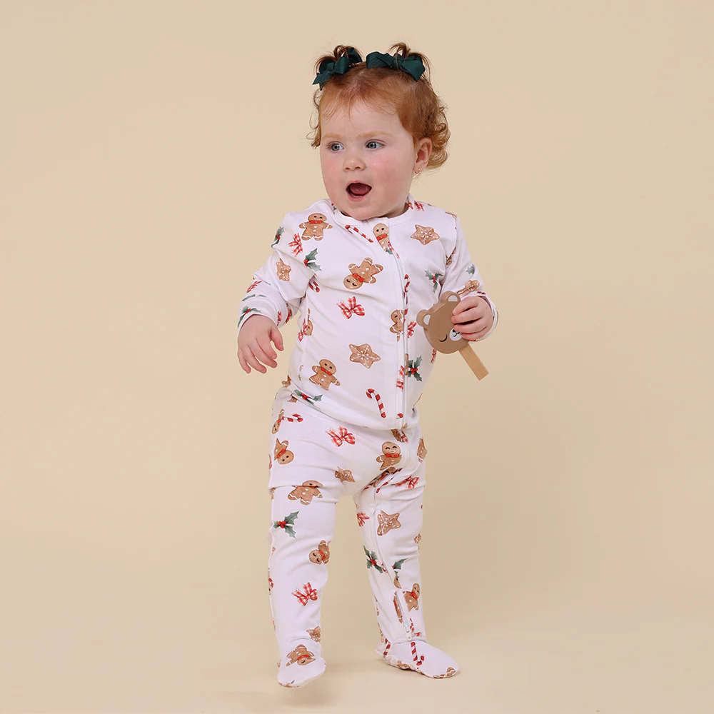 Gingerbread Organic Snuggle Sleepsuit Zip Footie - Image 8