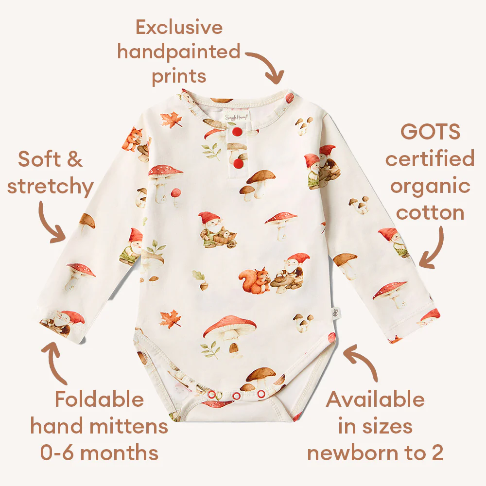 Gnomes Long Sleeve Organic Bodysuit - Image 7