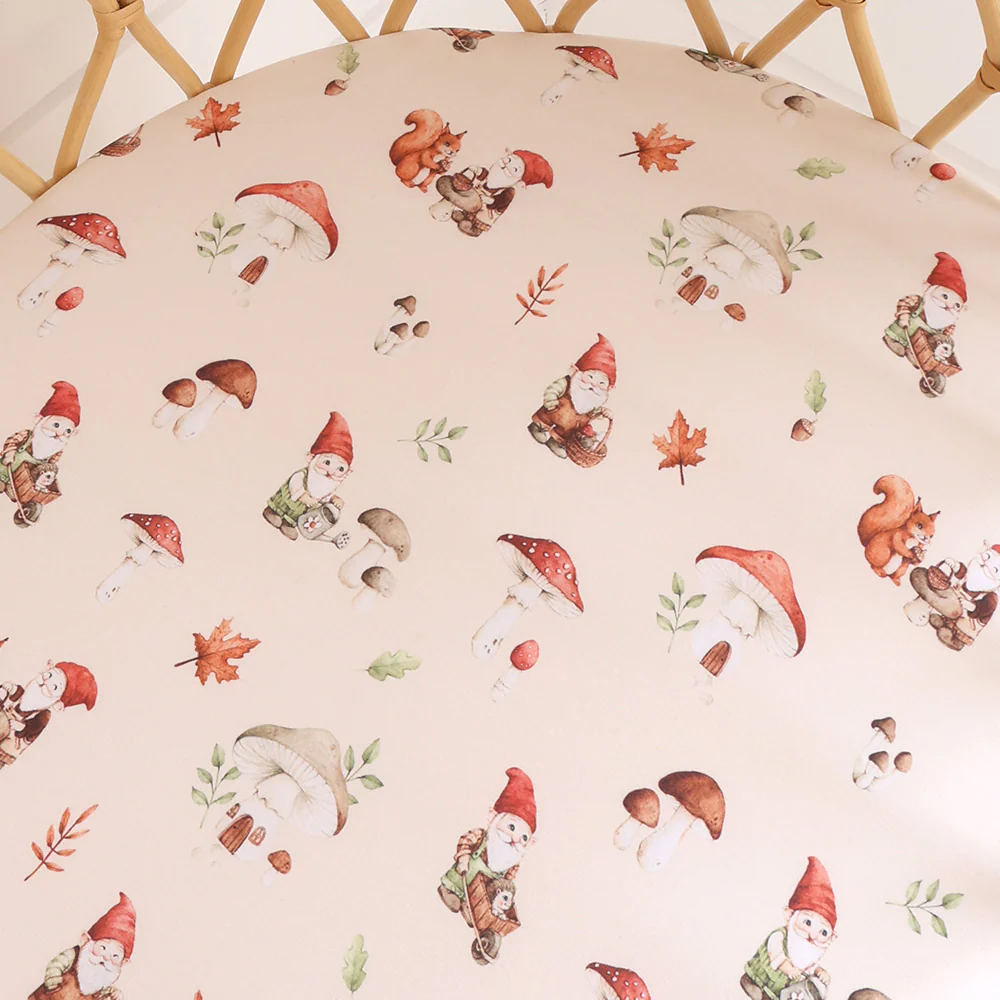 Gnomes Organic Bassinet Sheet / Change Pad Cover - Image 2