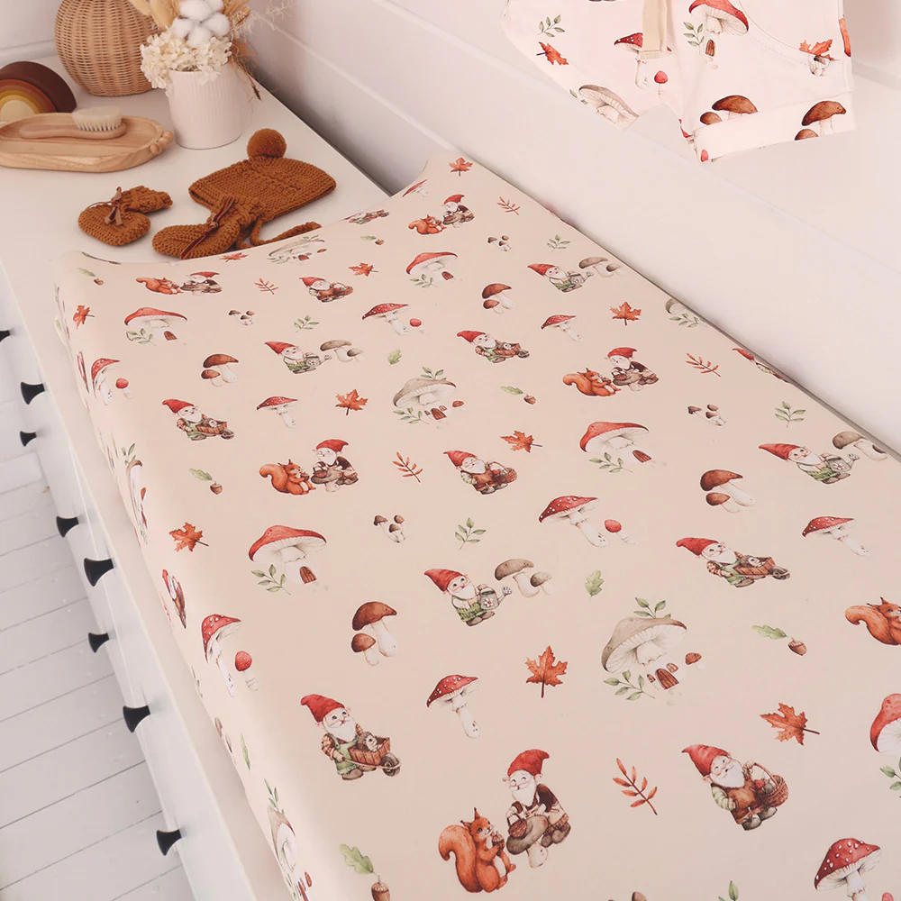 Gnomes Organic Bassinet Sheet / Change Pad Cover - Image 3
