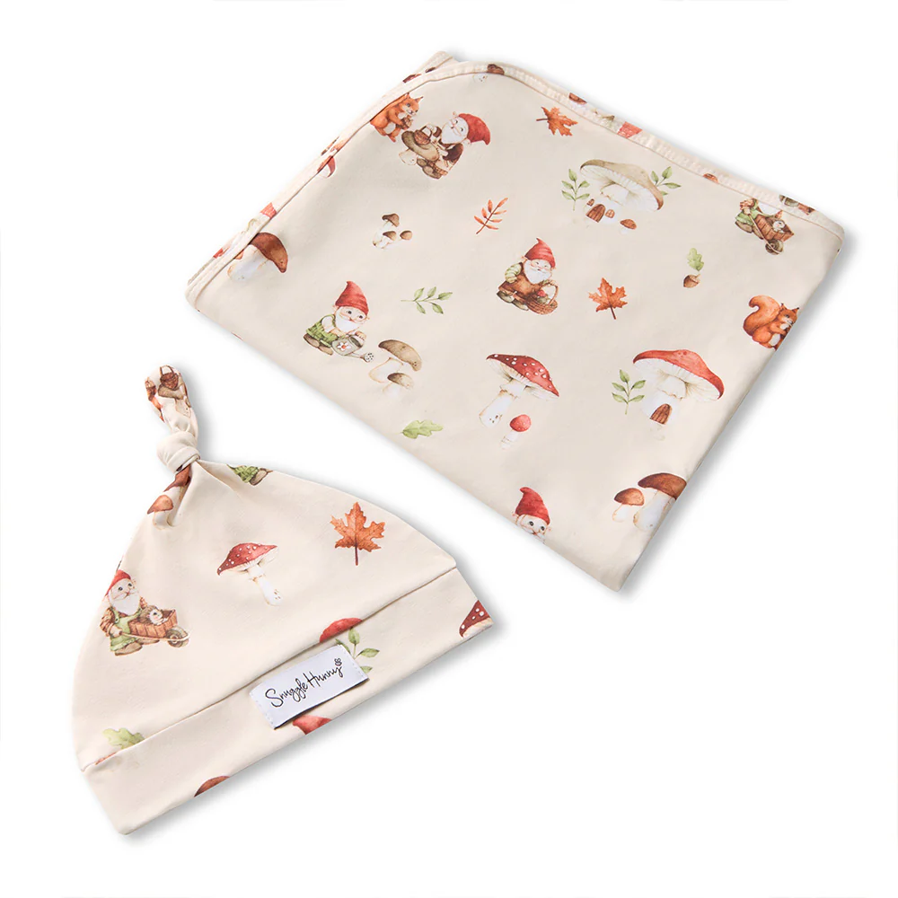 Gnomes Organic Jersey Wrap & Beanie Set - Image 2