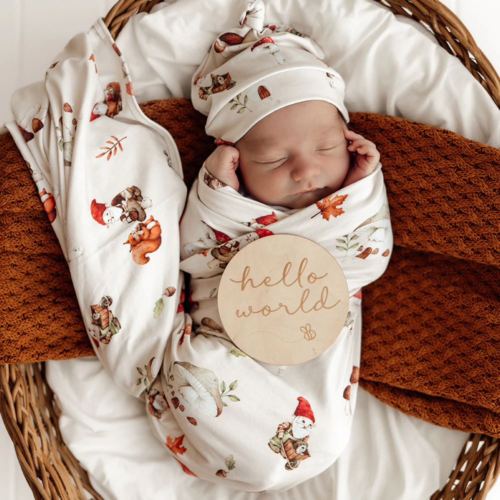 Gnomes Organic Jersey Wrap & Beanie Set - Image 4