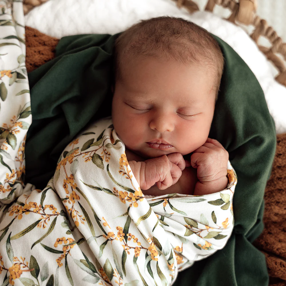 Golden Wattle Organic Jersey Wrap & Topknot Set - Image 7