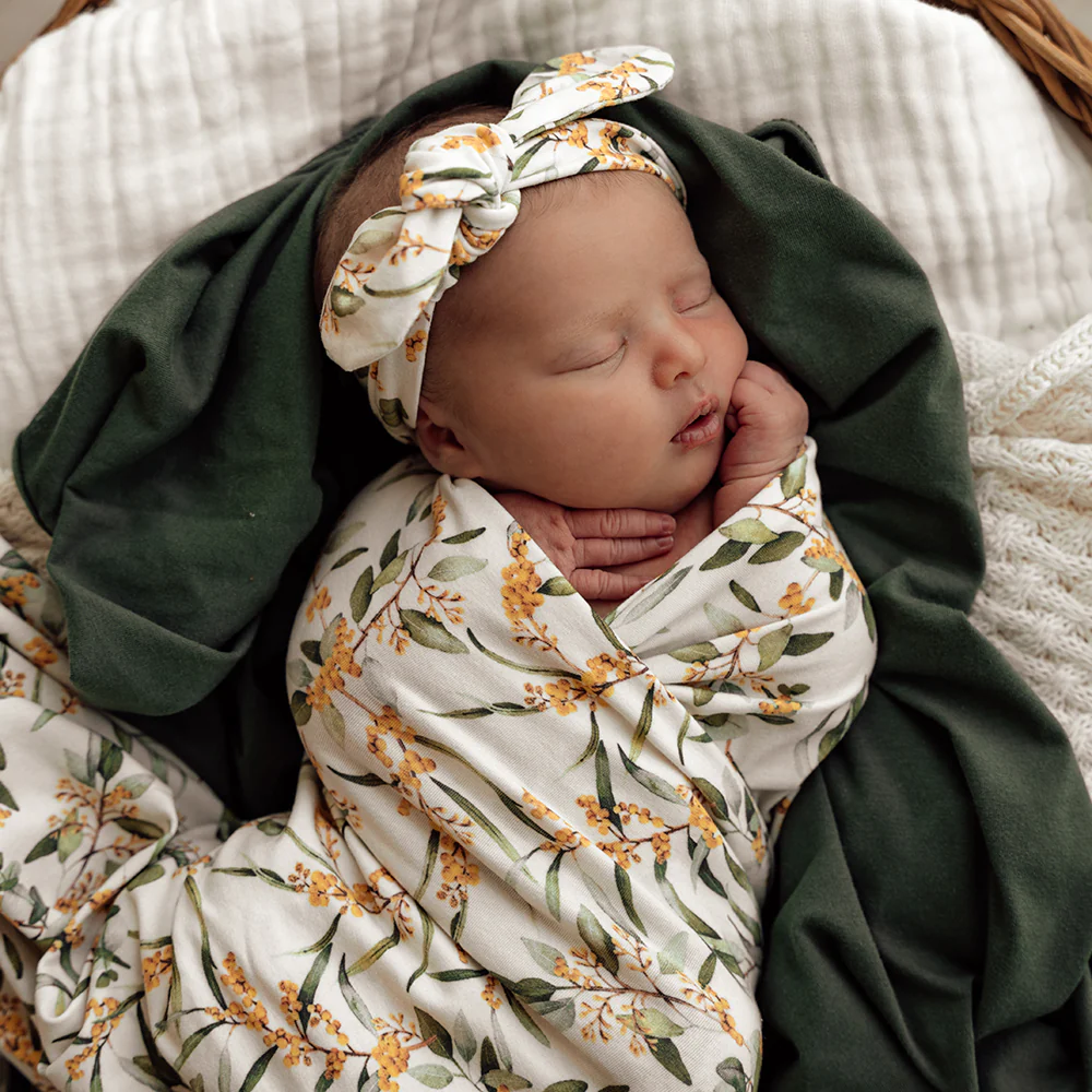 Golden Wattle Organic Jersey Wrap & Topknot Set - Image 8
