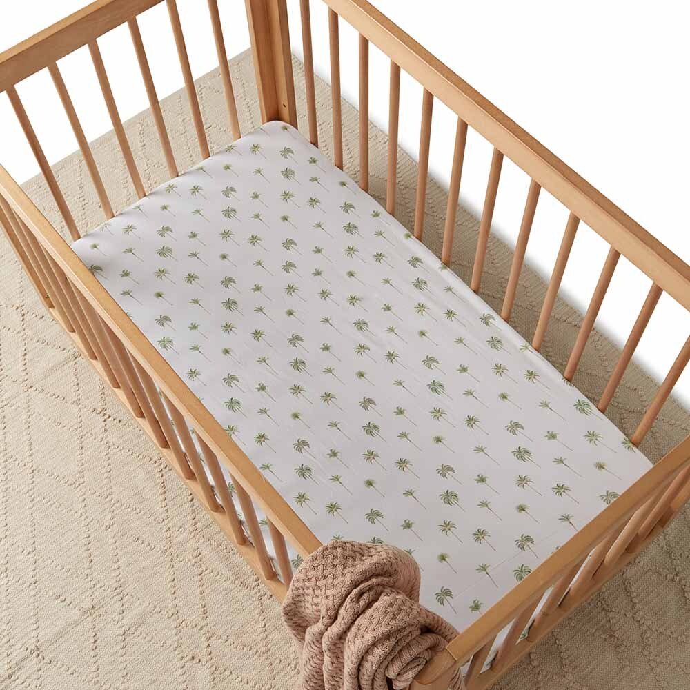 Green Palm Organic Fitted Cot Sheet - Image 3