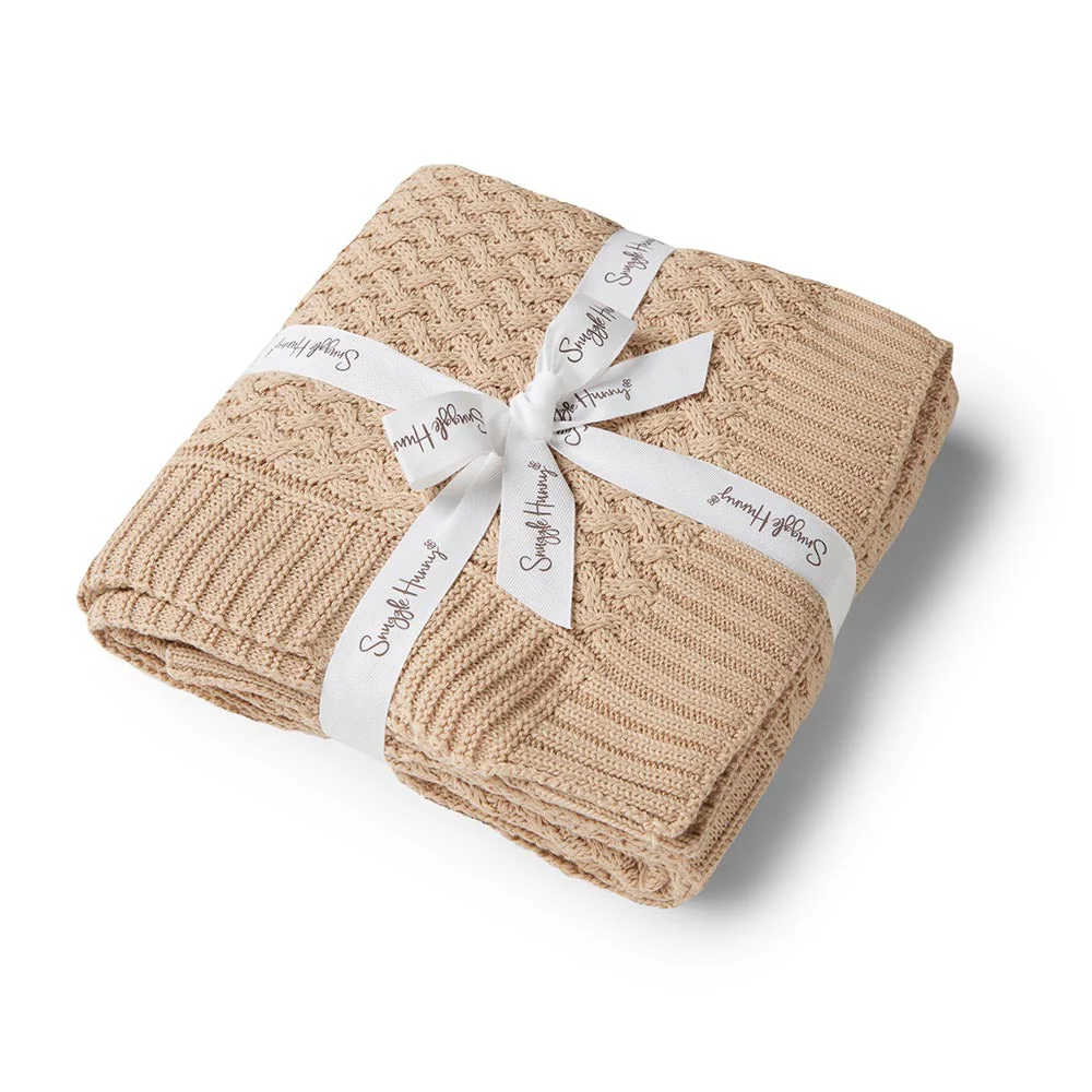 Hazelnut Diamond Knit Organic Baby Blanket - Image 2