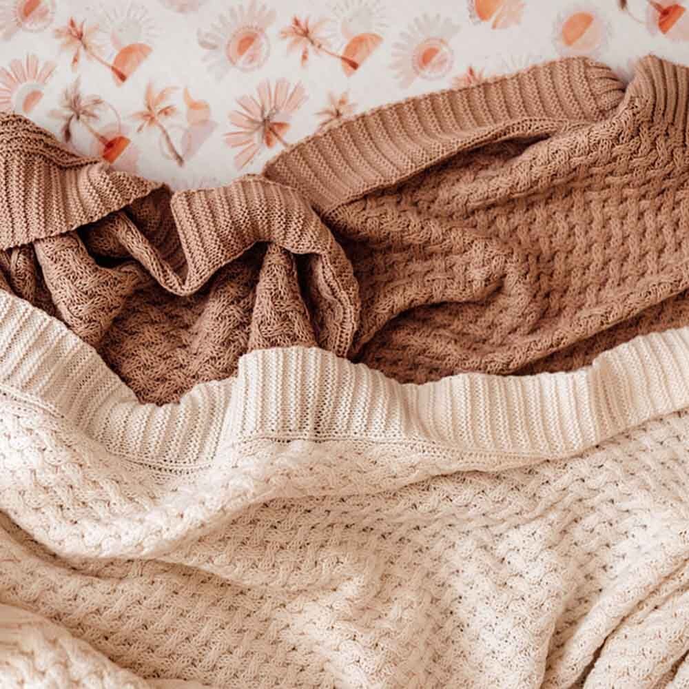 Hazelnut Diamond Knit Organic Baby Blanket - Image 4