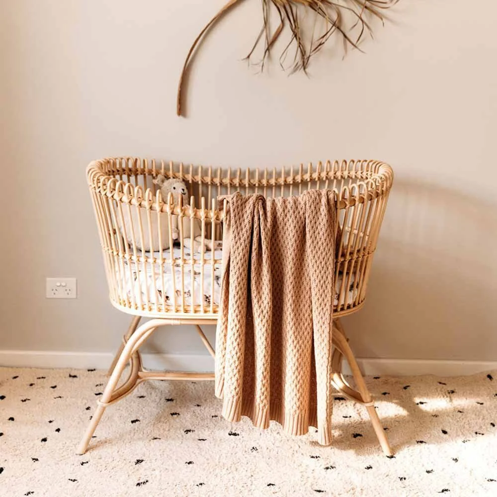 Hazelnut Diamond Knit Organic Baby Blanket - Image 5