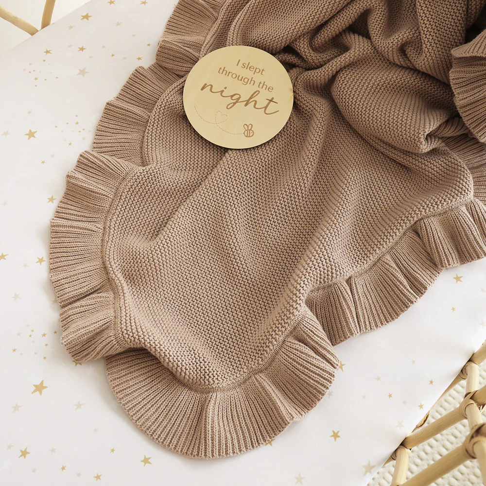 Hazelnut Ruffle Knit Organic Baby Blanket - Image 4