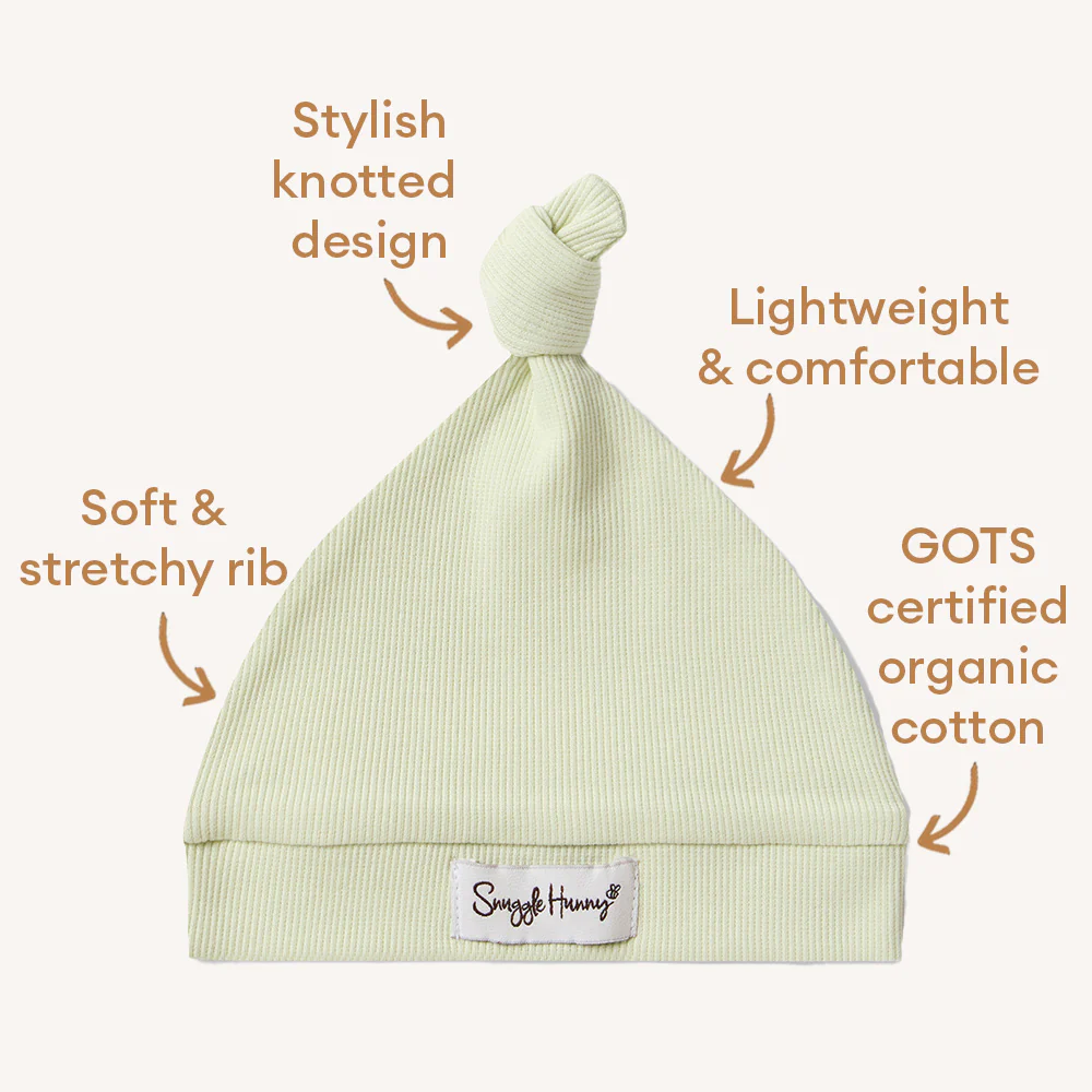 Honeydew Ribbed Organic Knotted Beanie - Image 4