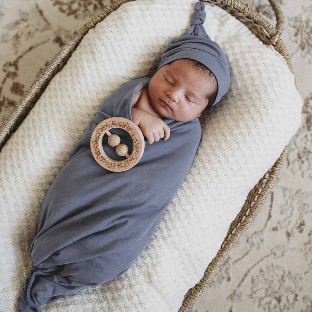 Indigo Organic Jersey Wrap & Beanie Set - Image 3