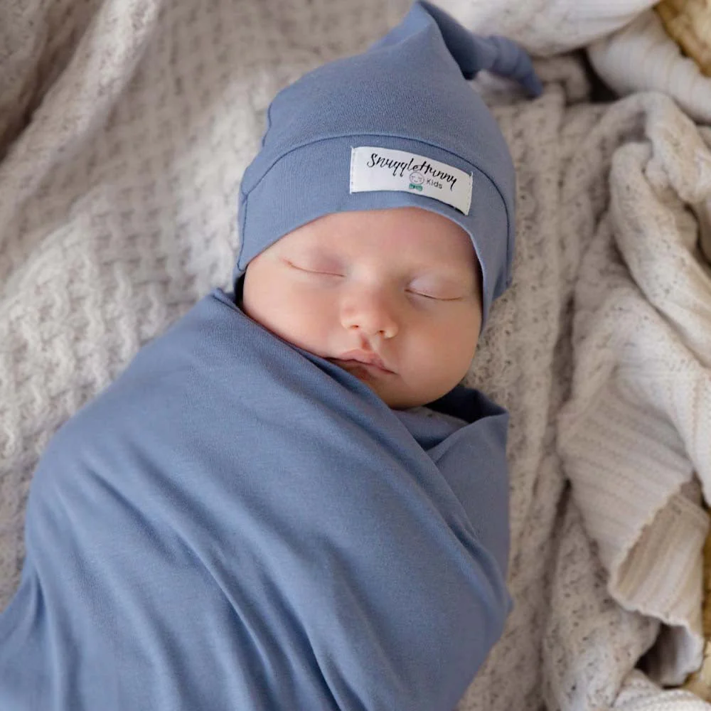 Indigo Organic Jersey Wrap & Beanie Set - Image 7