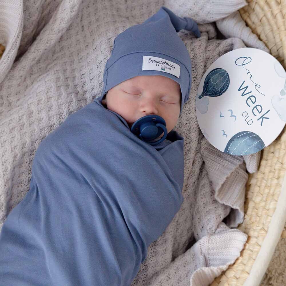 Indigo Organic Jersey Wrap & Beanie Set - Image 8