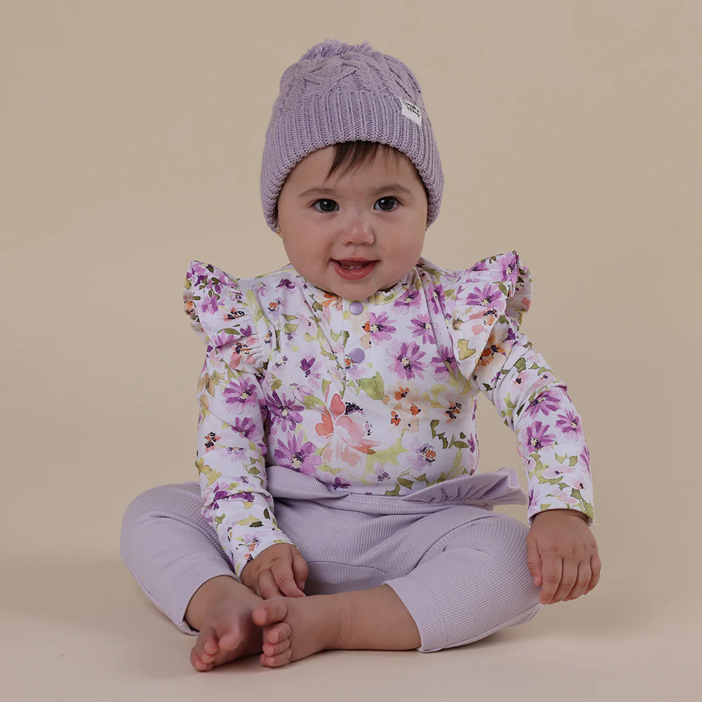 Isla Long Sleeve Organic Bodysuit with Frill - Image 3