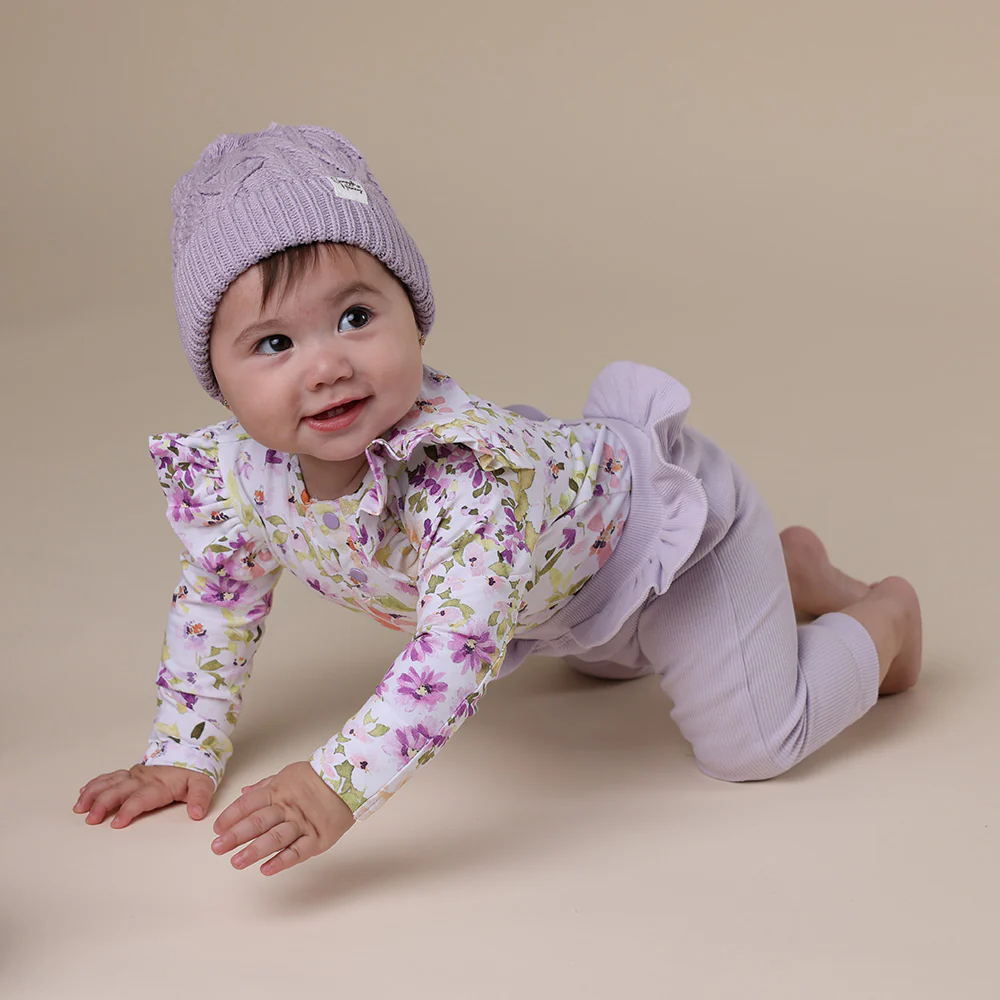 Isla Long Sleeve Organic Bodysuit with Frill - Image 9