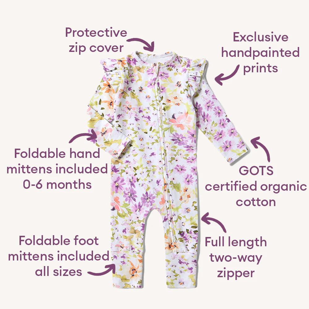 Isla Organic Snugglesuit Convertible Romper with Frill - Image 5