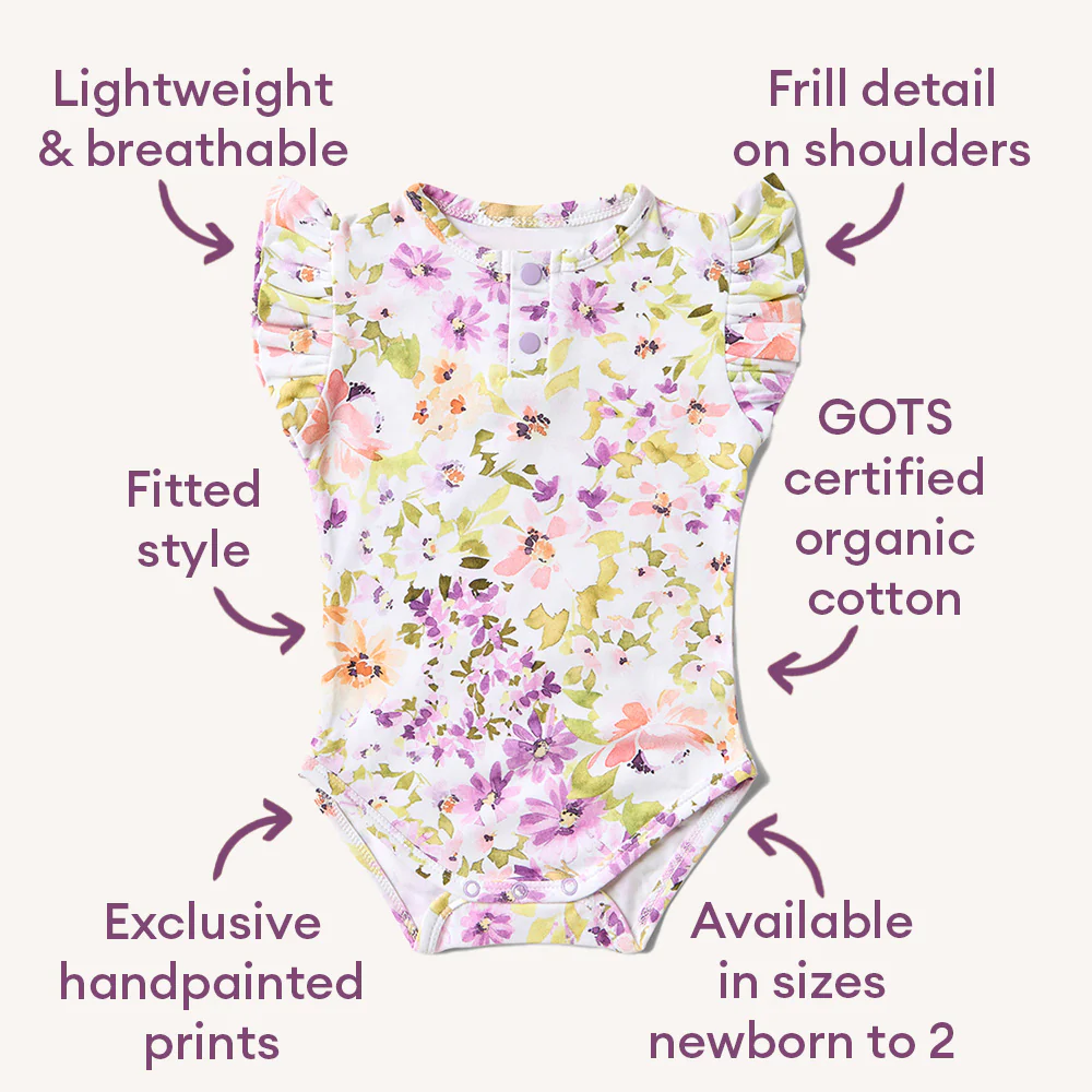 Isla Short Sleeve Organic Bodysuit with Frill - Image 4