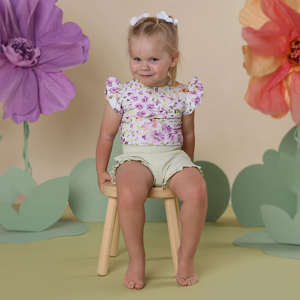 Isla Short Sleeve Organic Bodysuit with Frill - Image 5