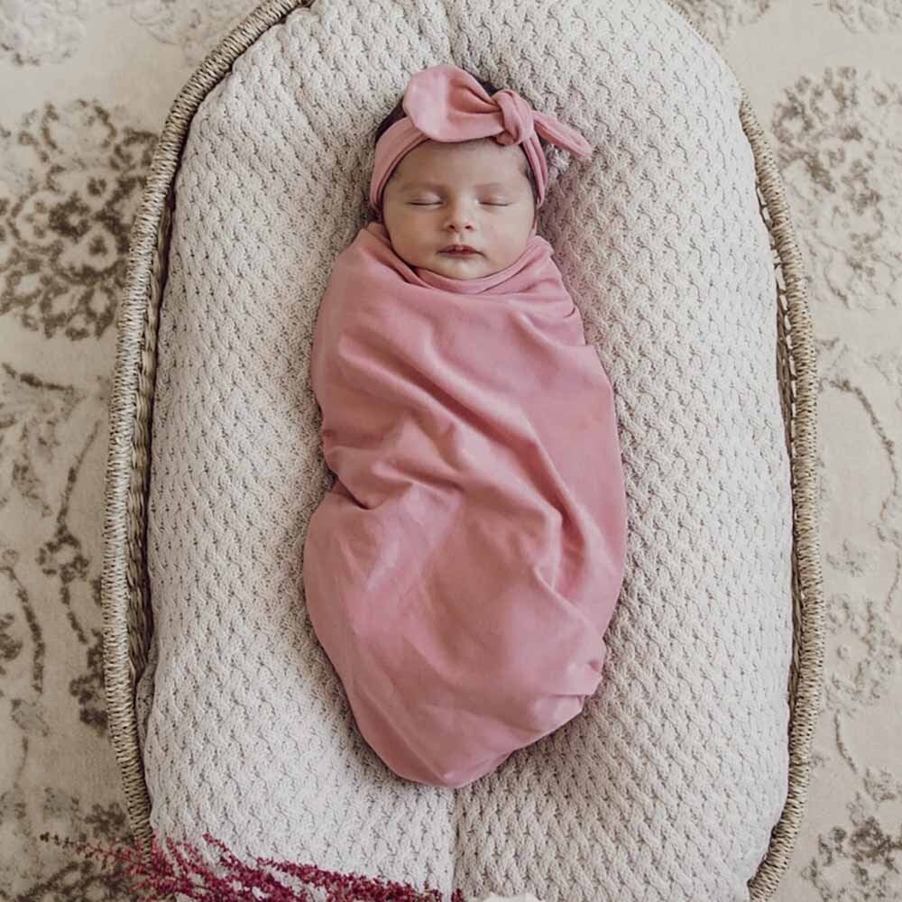 Jewel Pink Organic Jersey Wrap & Topknot Set - Image 6