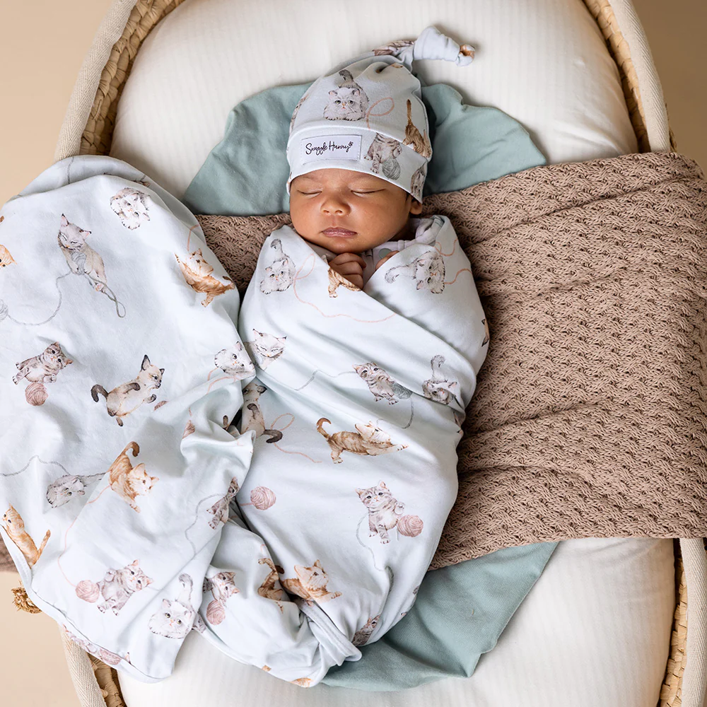 Kittens Organic Jersey Wrap & Beanie Set - Image 3