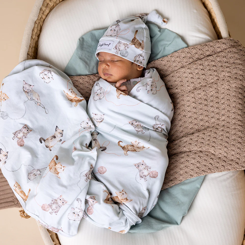 Kittens Organic Jersey Wrap & Beanie Set - Image 4