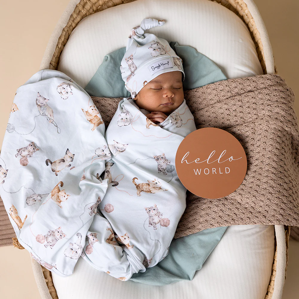 Kittens Organic Jersey Wrap & Beanie Set - Image 7