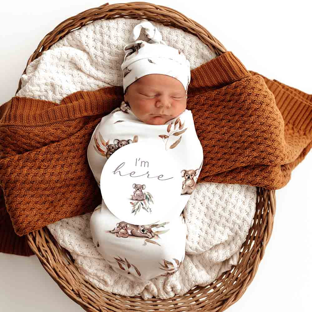 Koala Organic Snuggle Swaddle & Beanie Set - Image 3