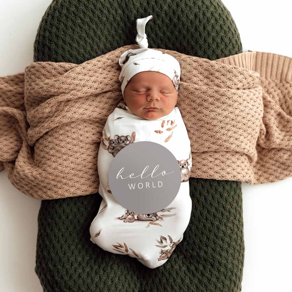 Koala Organic Snuggle Swaddle & Beanie Set - Image 4