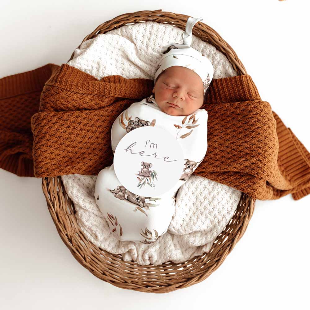 Koala Organic Snuggle Swaddle & Beanie Set - Image 6
